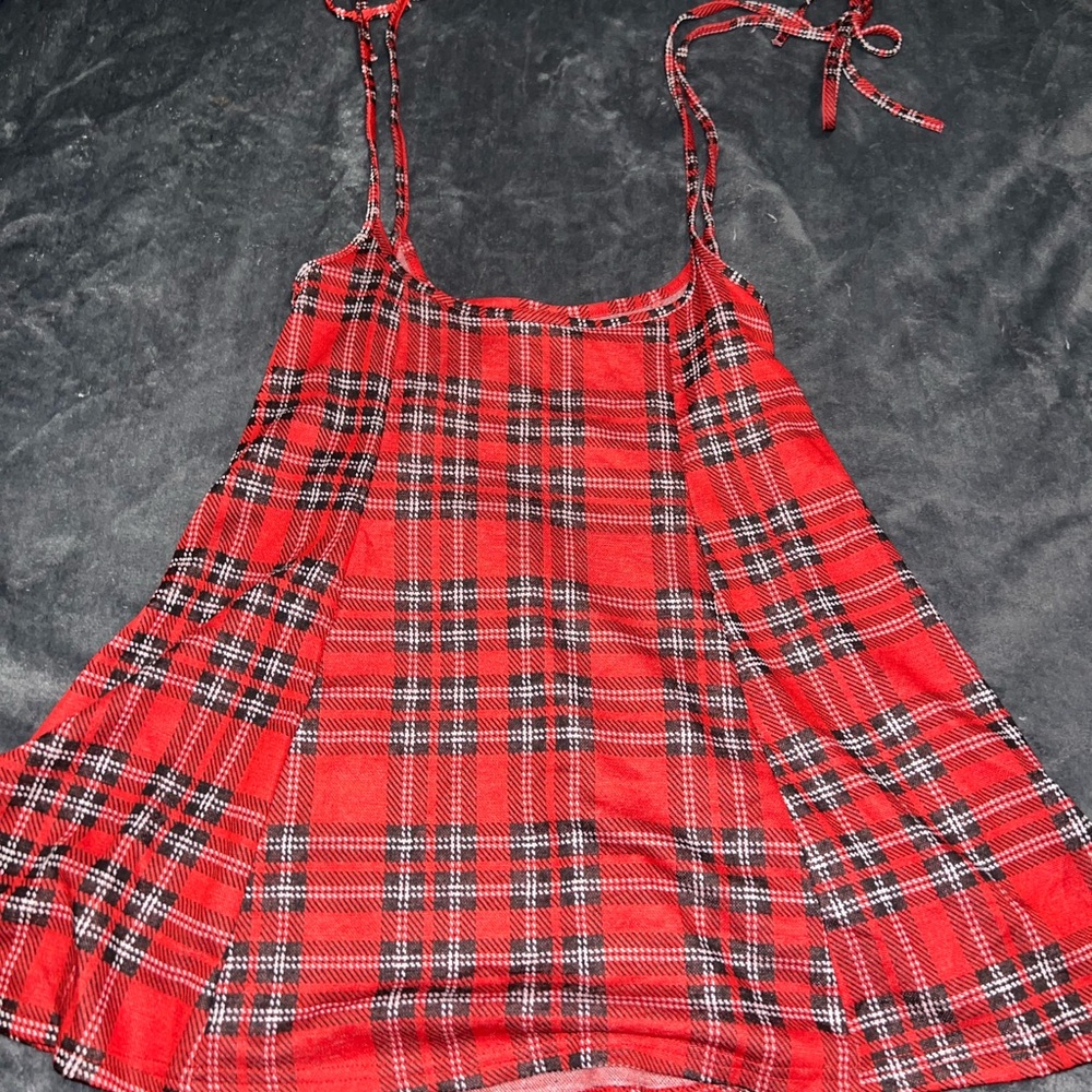 Rue 21 Red Plaid Suspender Mini Skirt